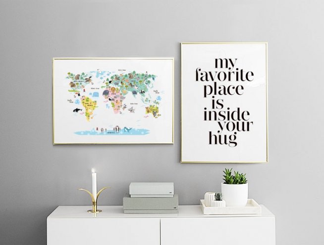 Plakat med teksten hugs, plakater til rammer Soveværelse plakat