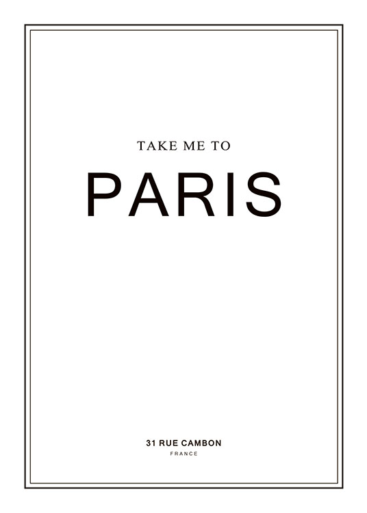 Take Me To Paris, Plakat / Plakater med tekst hos Desenio AB (7983)
