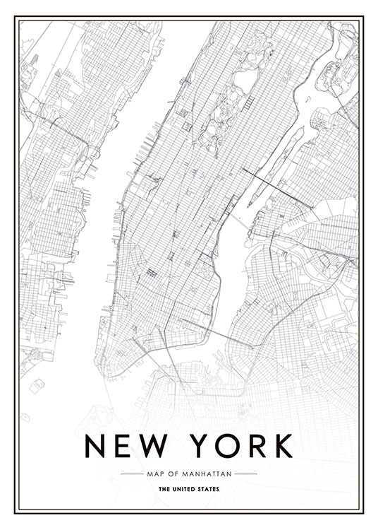 New York Map Plakat / Sort-hvid hos Desenio AB (8128)