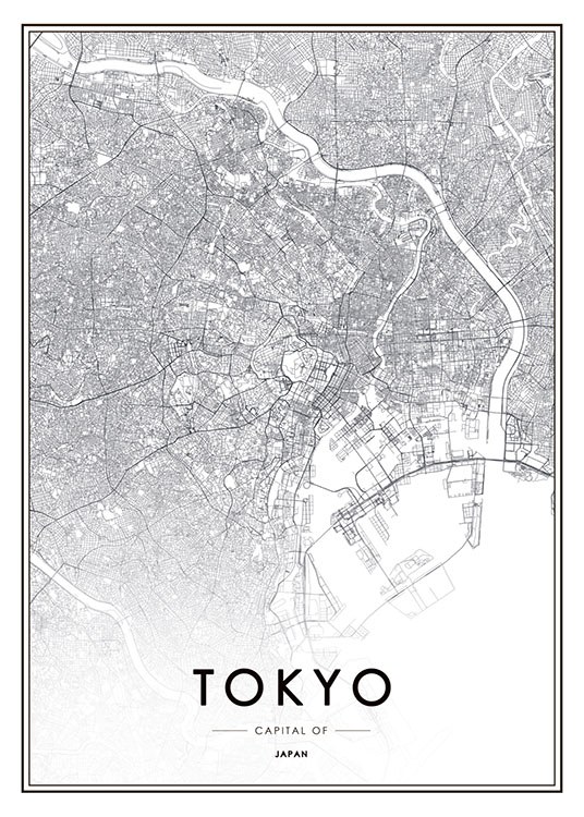Tokyo, Plakat / Sort-hvid hos Desenio AB (8135)