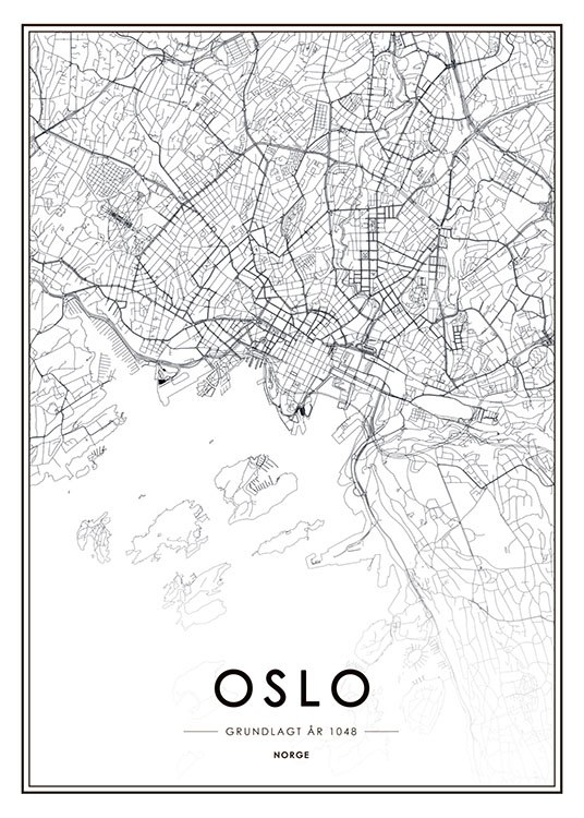 Oslo Map B&W, Plakat
