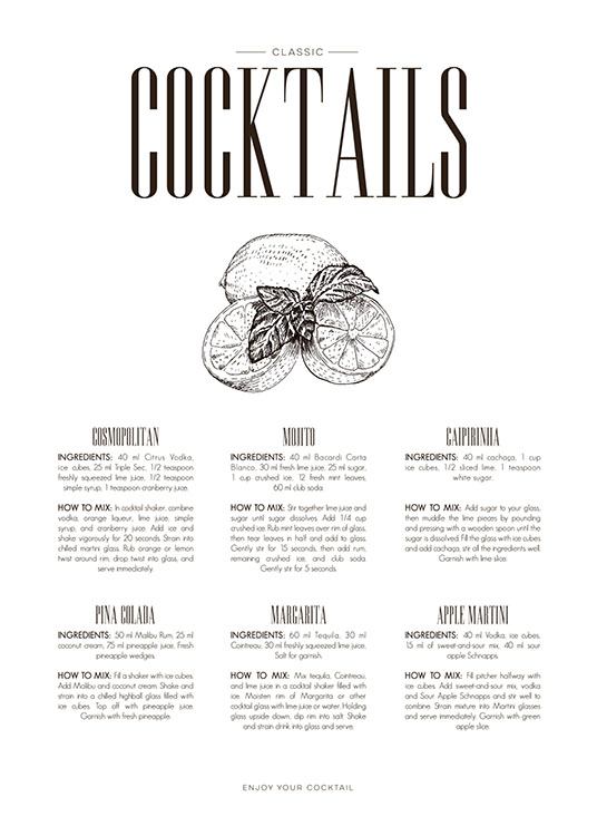 Cocktails, Plakat / Køkkenplakater hos Desenio AB (8227)