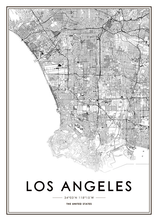 Los Angeles Map Plakat / Sort-hvid hos Desenio AB (8718)
