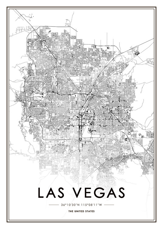 Las Vegas Map Plakat / Sort-hvid hos Desenio AB (8725)