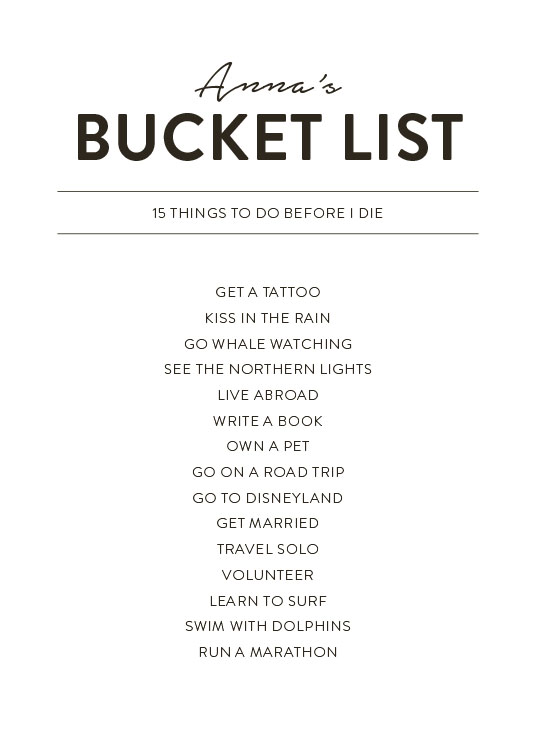 Bucket List Personal Plakat