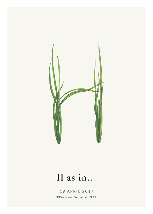  – Grønt græs, der danner bogstavet H, og tekst nedenunder