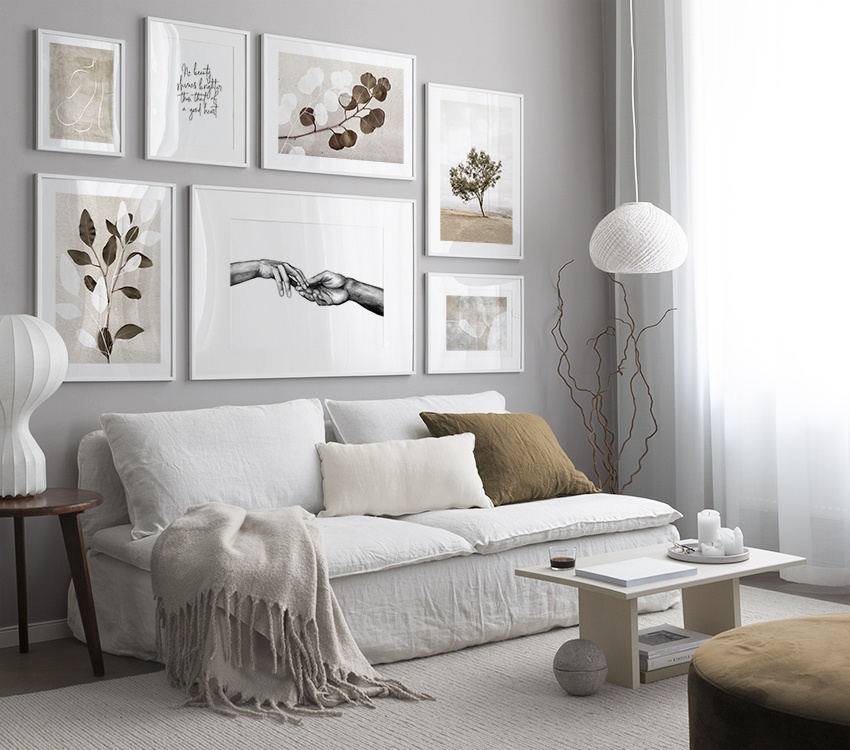Harmoniske illustrationer i beige
